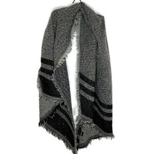 Marcus Adler New York Sequined Black/Gray Fringed Scarf, Cozy Classy Winter, OS
